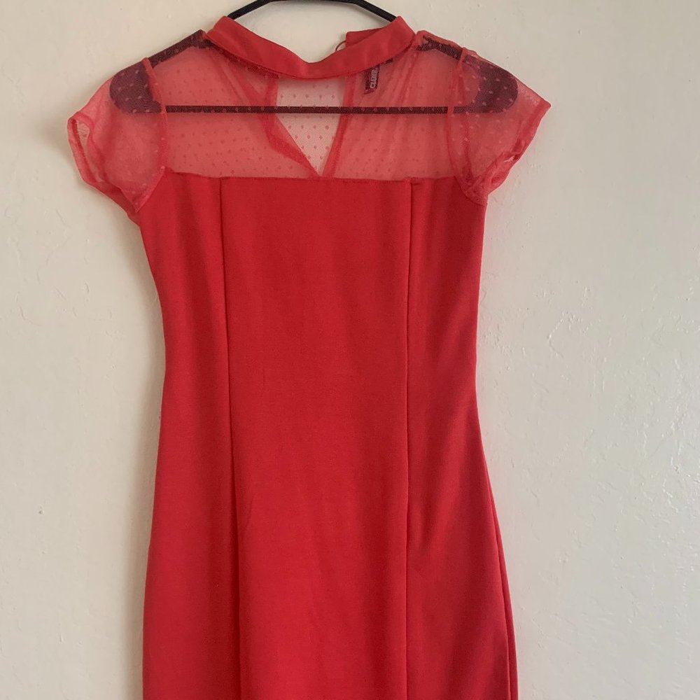 Jealous Club 21 A-line peach color dress XS/S designer net see through dress